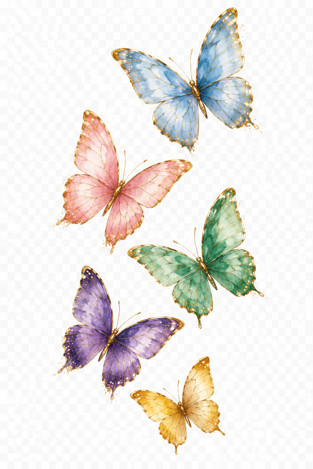 Colorful butterflies rising upward
